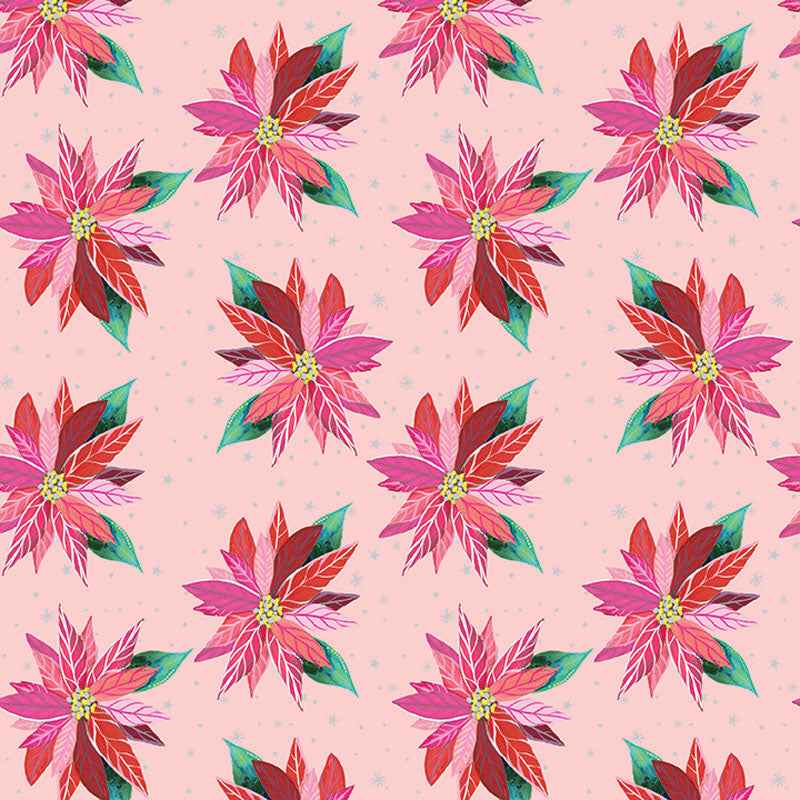 Benartex Magical Season Pink Poinsettia