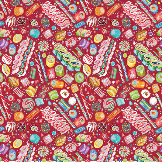 Benartex Magical Season Red Christmas Candy