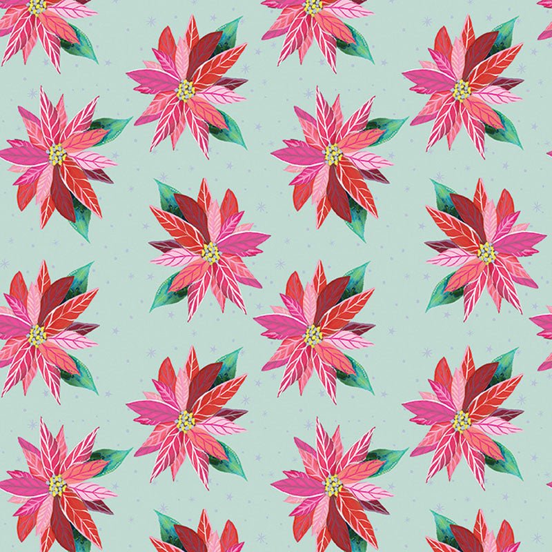 Benartex Magical Season Light Blue Poinsettia