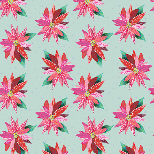 Benartex Magical Season Light Blue Poinsettia